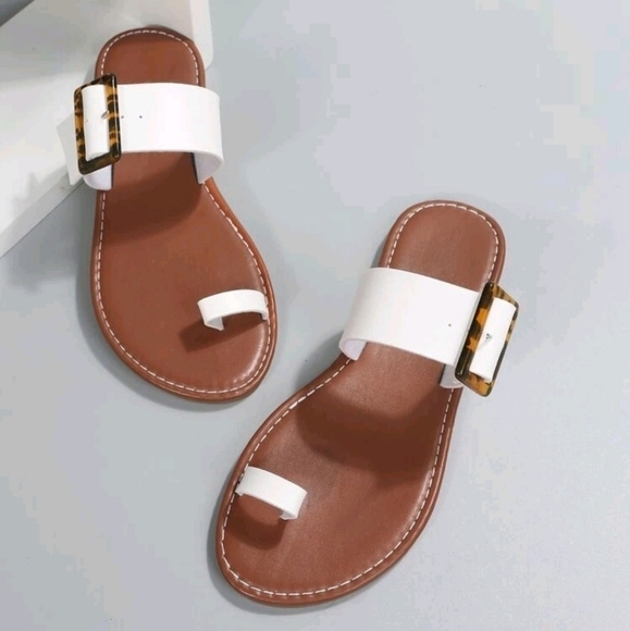 New Casual Outdoors Thong Sandals for Women, Bucklecolor block toe post flat… - Picture 4 of 7